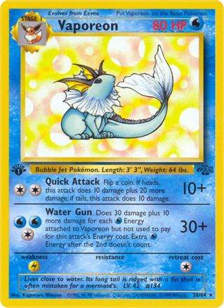 Vaporeon (28) 028/64 [Jungle]  - 1st Edition