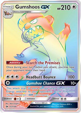 Gumshoos GX (Secret) 157/149 [SM Base Set]  - Holofoil