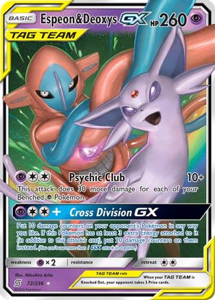 Espeon & Deoxys GX 072/236 [SM  Unified Minds]  - Holofoil
