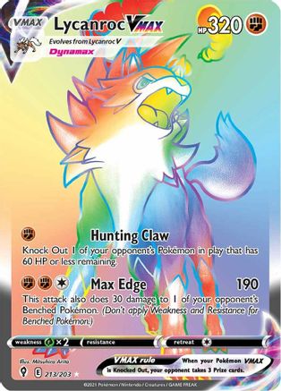 Lycanroc VMAX (Secret) 213/203 [SWSH07 Evolving Skies]  - Holofoil