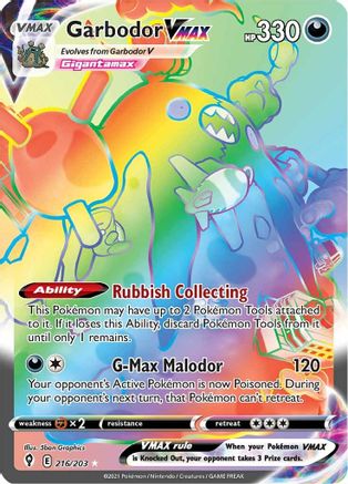 Garbodor VMAX (Secret) 216/203 [SWSH07 Evolving Skies]  - Holofoil