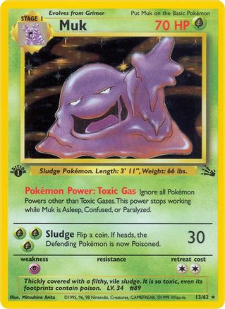Muk (13) 013/62 [Fossil]  - 1st Edition Holofoil