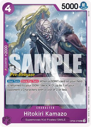 Hitokiri Kamazo (OP06-076)  [Wings of the Captain Pre-Release Cards]