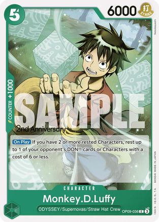 Monkey.D.Luffy (036) (OP09-036) - Emperors in the New World: 2nd Anniversary Tournament Cards