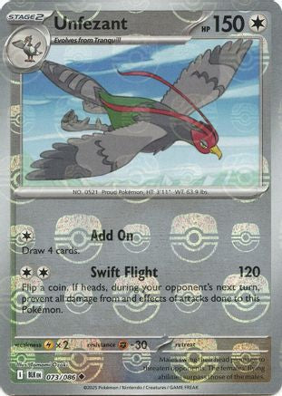 Unfezant (Master Ball Pattern) 073/086  - Holofoil