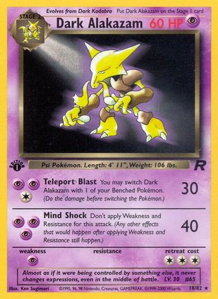 Dark Alakazam (18) 018/82 [Team Rocket]  - 1st Edition