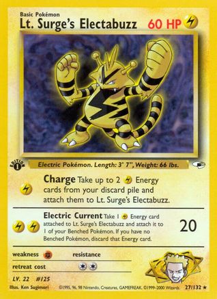 Lt. Surge's Electabuzz (27) 027/132 [Gym Heroes]  - 1st Edition