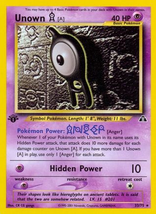 Unown [A] (33) 033 [Neo Discovery]  - 1st Edition