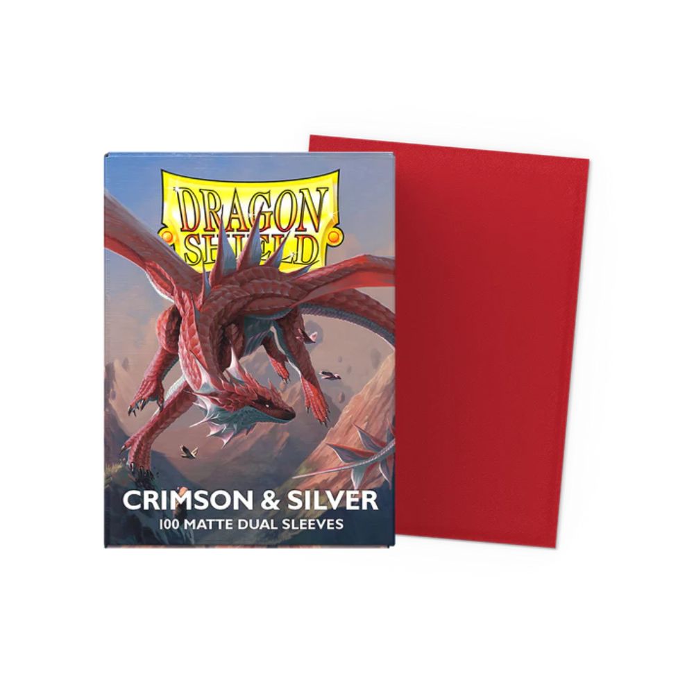 Dragon Shield - Crimson & Silver Matte Dual Sleeves (100ct)